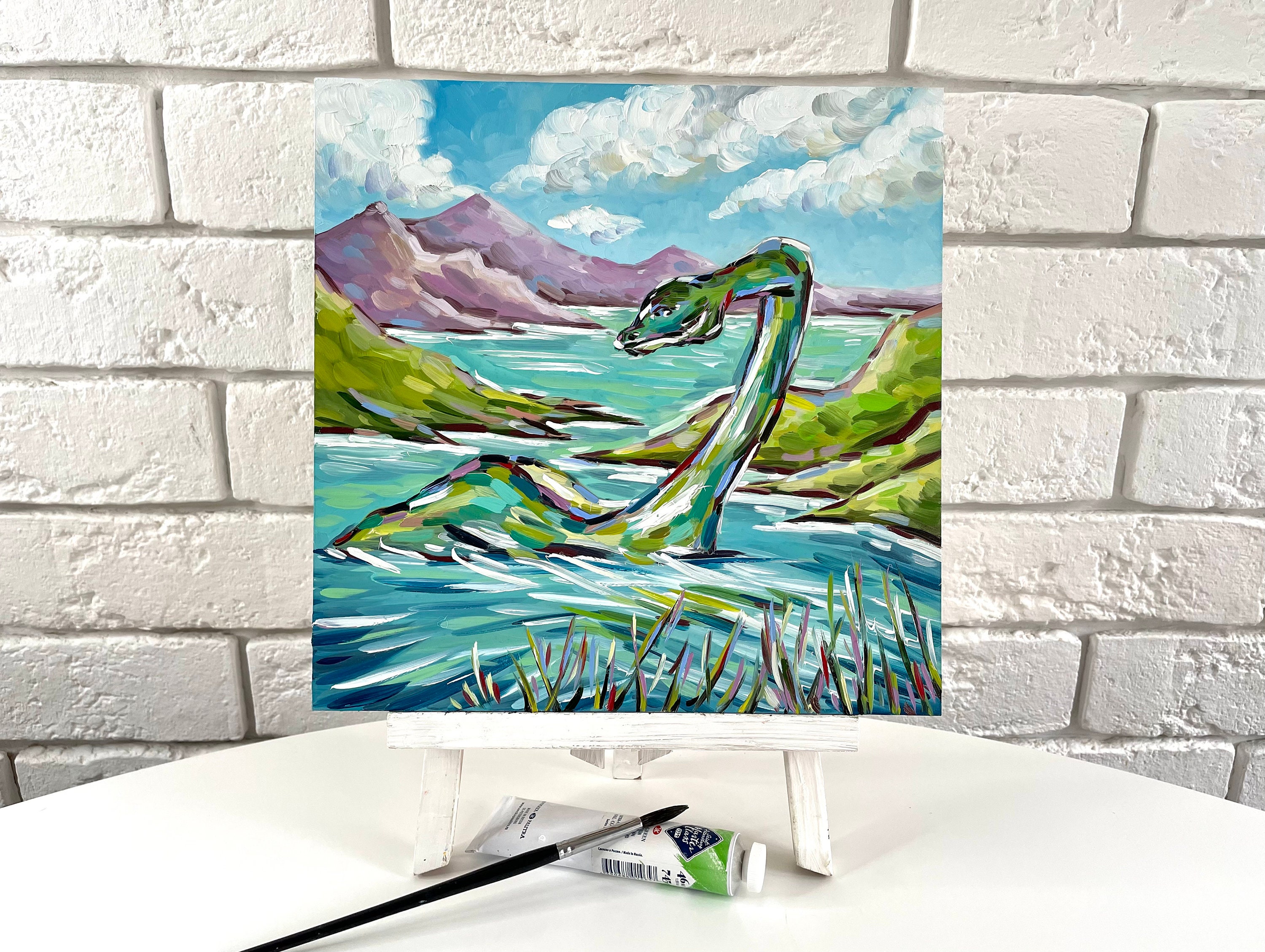 Loch Ness Monster Painting Original Art Scotland Artwork Etsy