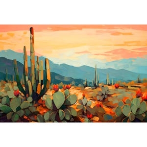 Organ Pipe Cactus Arizona Wall Art National Monument Print Tucson Travel Painting Desert Wall Art Southwestern Wall Decor
