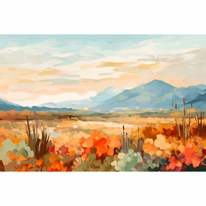 Cebolleta Mesa Wall Art New Mexico Art Print Abstract Landscape Painting Desert Wall Art Southwestern Travel Poster Orange Yellow Wall Decor