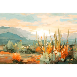New Mexico Art Print Sangre de Cristo Wall Art Abstract Landscape Painting Desert Wall Art Southwestern Travel Poster Botanical Wall Decor