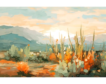 New Mexico Art Print Sangre de Cristo Wall Art Abstract Landscape Painting Desert Wall Art Southwestern Travel Poster Botanical Wall Decor