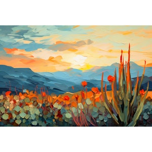 Owyhee Desert Sunset Print Colorful Oregon Landscape Painting Panoramic Wall Art Oregon Nature Travel Poster Botanical Art Print