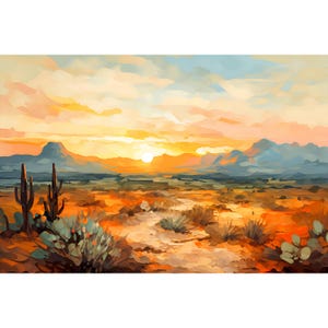 Arizona Desert Landscape Scottsdale Maricopa County Print Cactus Wall Art Phoenix Travel Poster Southwestern Painting