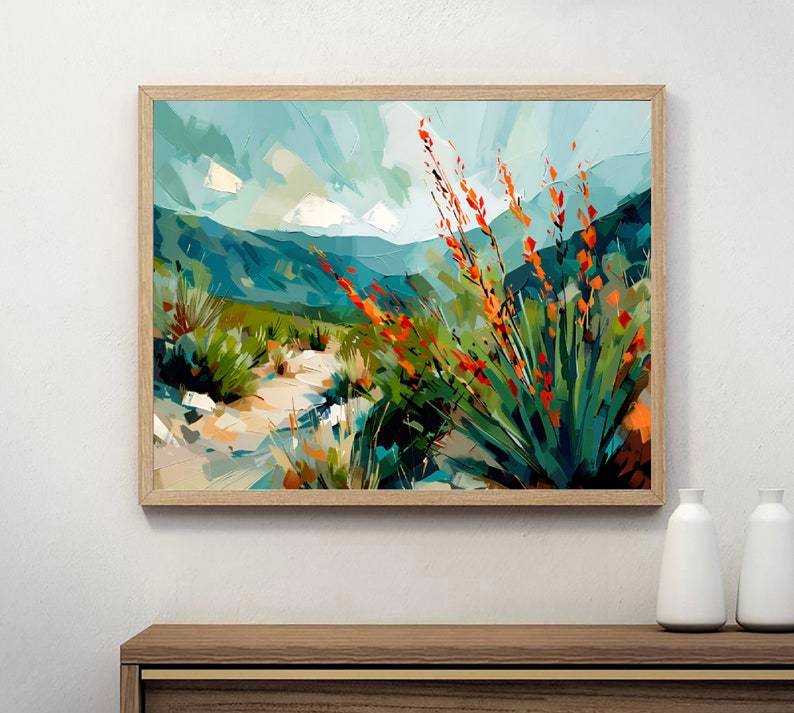 New Mexico Painting Southwestern Art Print Agave Yucca Landscape Poster ...