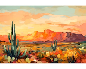 Saguaro Cactus Wall Art Print | Sonoran Desert Arizona Landscape | Cactus Nature Décor