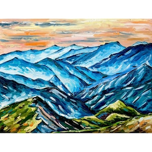 Blue Ridge Mountains Painting Landscape Print from Original Oil Painting North Carolina Wall Art