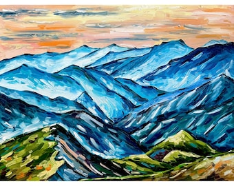 Blue Ridge Mountains Painting Landscape Print from Original Oil Painting North Carolina Wall Art