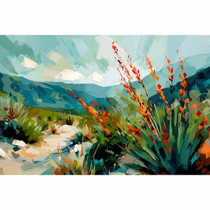 New Mexico Painting Southwestern Art Print Agave Yucca Landscape Poster New Mexico Travel Poster Boston Hill Silver City Art