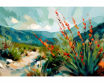 New Mexico Painting Southwestern Art Print Agave Yucca Landscape Poster New Mexico Travel Poster Boston Hill Silver City Art