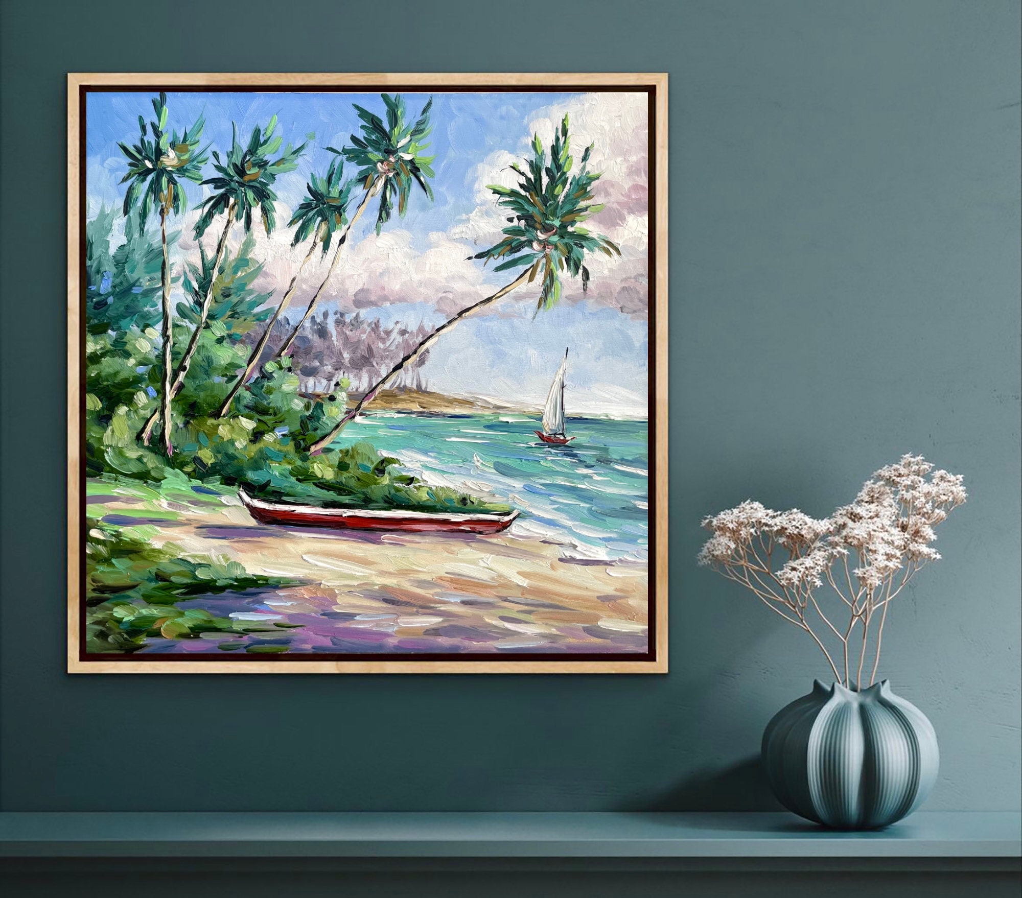 サマーセール ミニグランド バンドル From Print Beach Hawaii Oil Scenery Art Original Painting 絵画