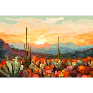 Big Bend Painting National Park Poster Chisos Mountains Print Western Desert Decor Texas Landscape Art Botanical Painting Wild West Wall Art