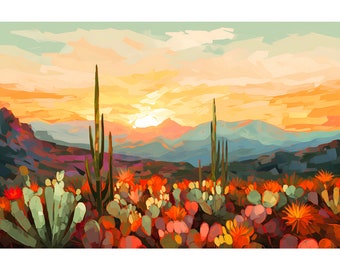 Big Bend Painting National Park Poster Chisos Mountains Print Western Desert Texas Landscape Art