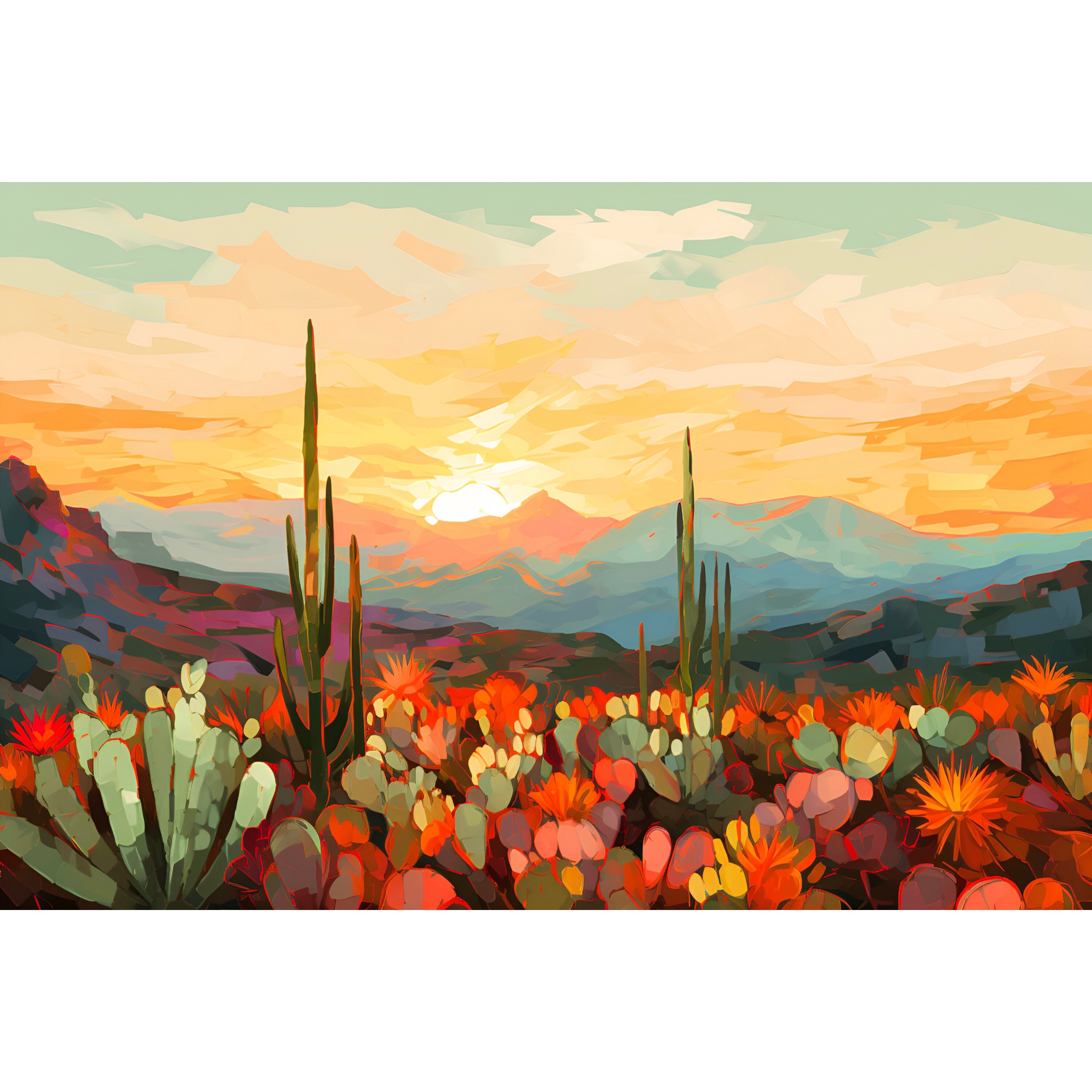 Big Bend Painting National Park Poster Chisos Mountains Print Western Desert Decor Texas Landscape Art Botanical Painting Wild West Wall Art