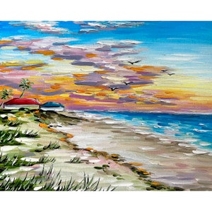 Texas Coast Print from Oil Painting South Padre Island Art Galveston Houston Texas Art Gulf of Mexico Painting Beach Coastal Landscape Art