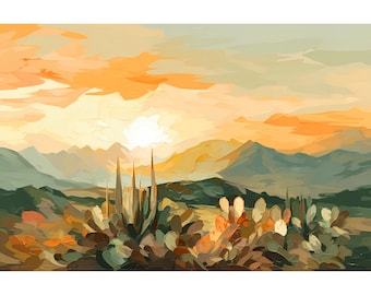 Sierra Blanca Peak New Mexico Mountains Painting Large Giclee Print Panoramic Landscape Green Yellow Wall Art Albuquerque Travel Poster