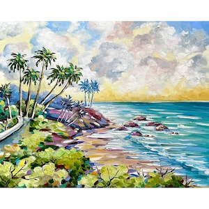 La Jolla Wall Art Southern California Print from Original Oil Painting San Diego Beach Art La Jolla Home Decor Palm Trees Coastal Art