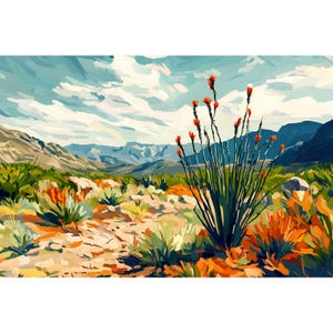 West Texas Art Print Chinati Mountains Poster Vintage Midcentury Travel Poster Marfa Austin Desert Western Decor