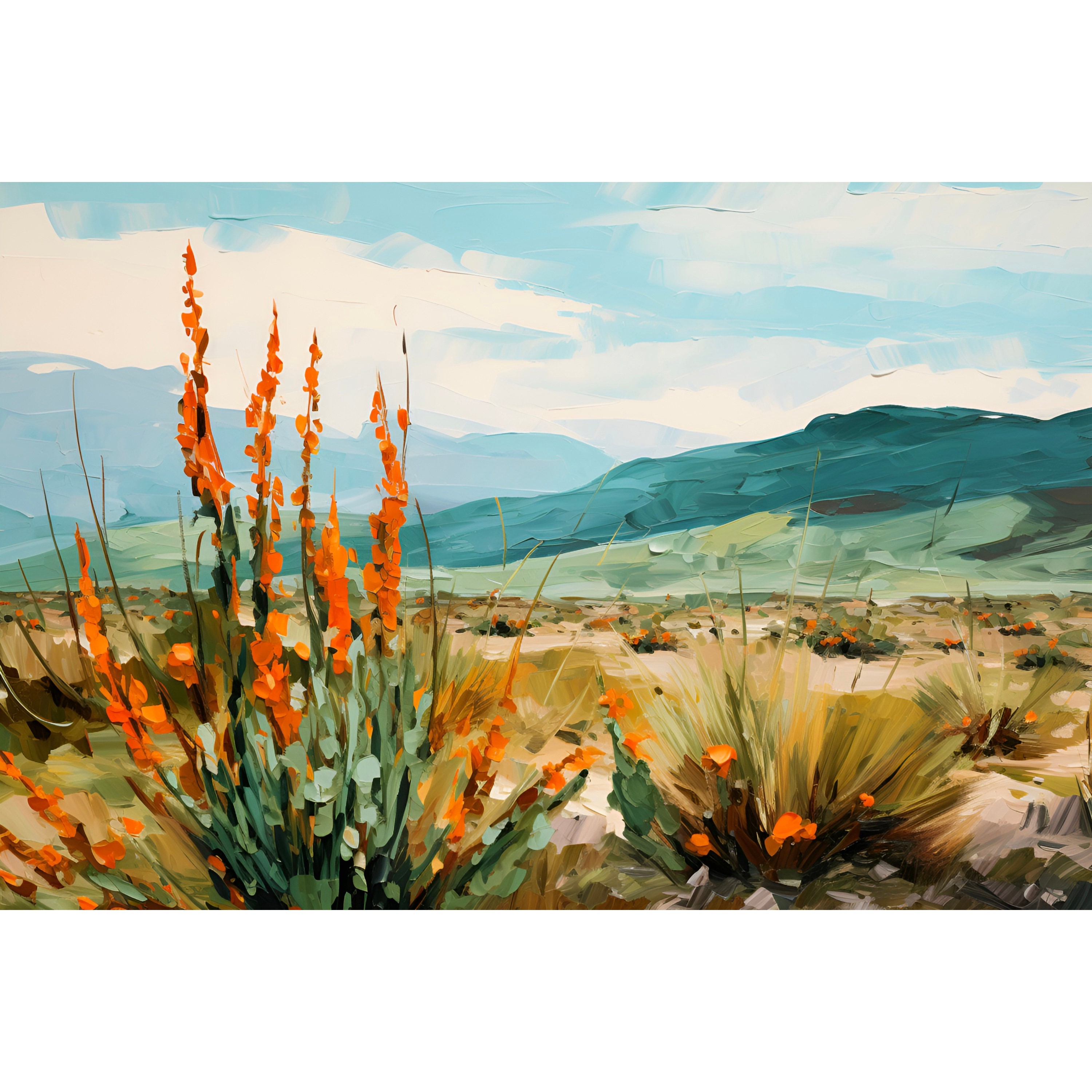 Big Bend Painting Texas Wall Art Closed Canyon Art Western Desert Print Botanical Landscape Art Office Bedroom Painting Wild West Art