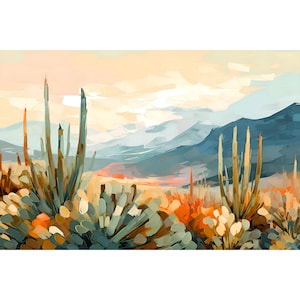 Mesilla Valley Giclee Print New Mexico Desert Poster Mountain Valley Landscape Painting Cactus Wall Art Las Cruces Travel Print