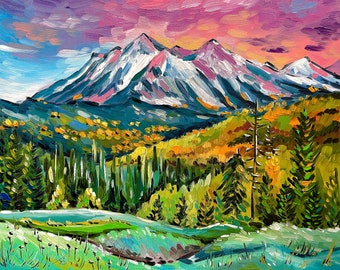Rocky Mountain National Park Print from Original Oil Painting Colorado Wilderness Wall Art Hiker Mountain Artwork