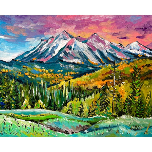 Rocky Mountain National Park Print from Original Oil Painting Colorado Wilderness Wall Art Hiker Mountain Artwork