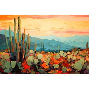 Organ Mountains New Mexico Travel Print Chihuahuan Desert Wall Art Southwestern Travel Poster Cactus Nature Decor Las Cruces Poster