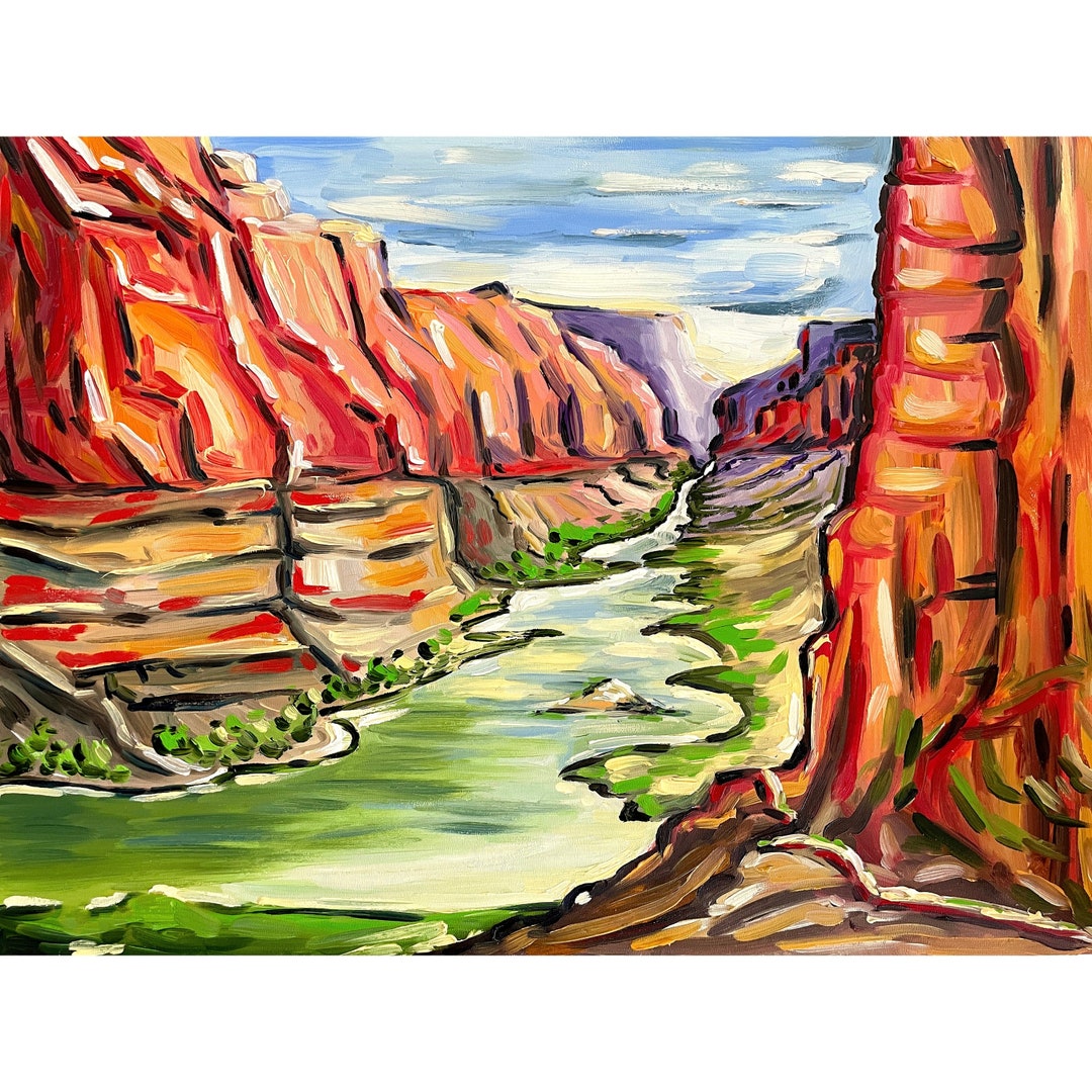 Grand Canyon Painting Colorado River Art Print Nevada Landscape