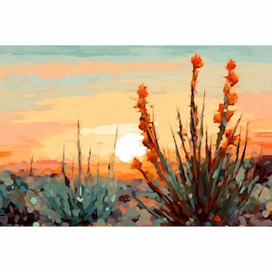 Red Rock Canyon State Park California Landscape Print Southwestern Wall Art Cactus Sunrise Painting Desert Travel Poster