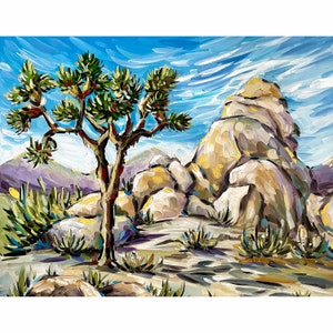Joshua Tree National Park Poster Colorado Desert Print Art Mojave Wall Art Landscape Painting Large Travel Poster