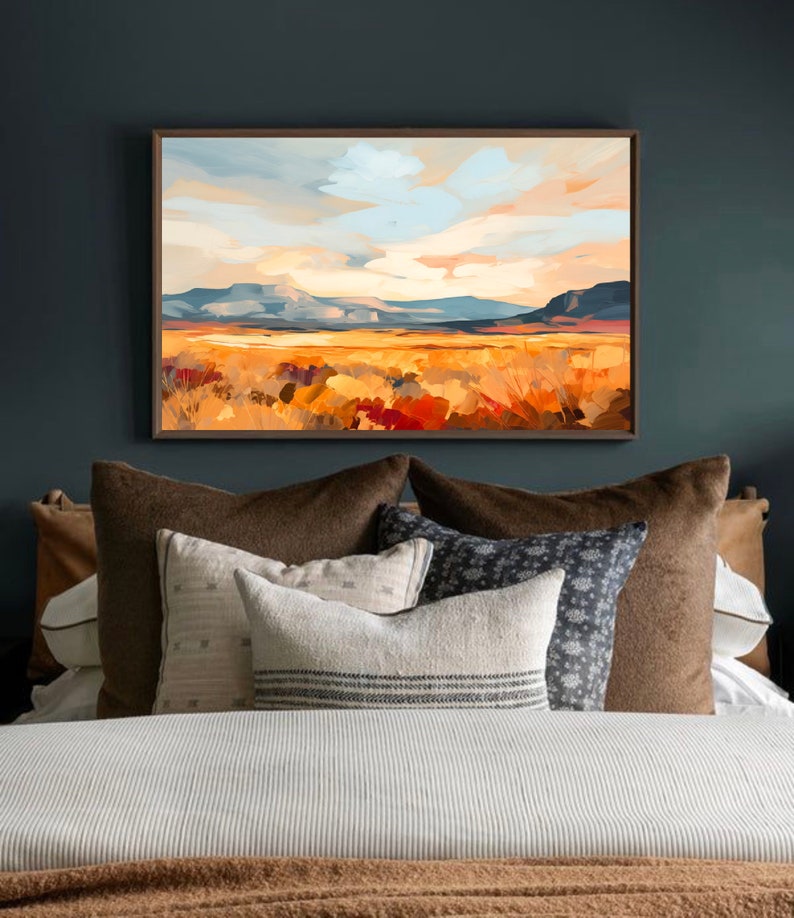 Santa Fe Mountains Painting New Mexico Landscape Abstract Panoramic Art ...