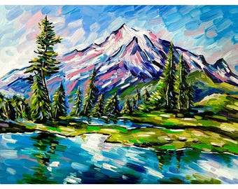 National Park Wall Art Mount Rainier Print Mountain Landscape Décor Large Living Room Bedroom Home Gift