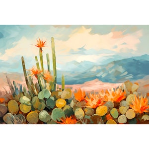 Organ Mountains New Mexico Travel Print Vintage Midcentury Modern Wall Art Southwestern Travel Poster Cactus Nature Decor