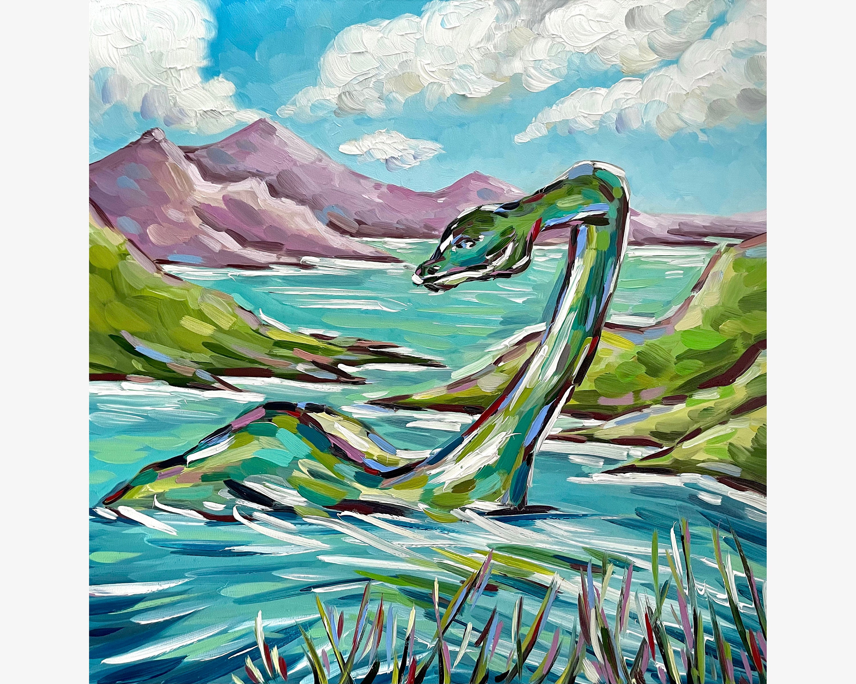 Loch Ness Monster Painting Original Art Scotland Artwork Etsy