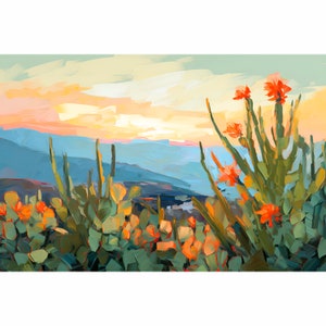 Texas Art Print Chihuahuan Desert Wall Art Abstract Landscape Painting Texas Wall Art Southwestern Travel Poster Botanical Wall Decor