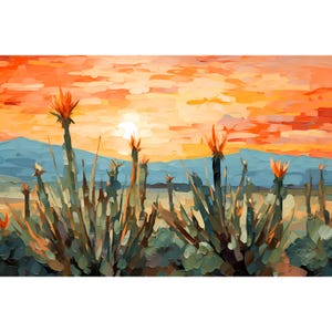 New Mexico Desert Print Truchas Peak Mountain Landscape Painting Colorful Giclee Print Santa Fe Travel Poster