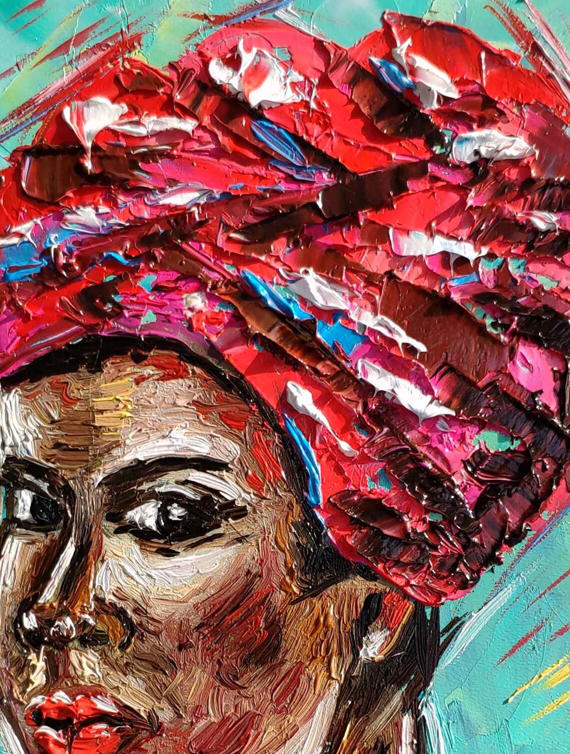 African Woman Painting Oil Original Art Abstract Face Artwork Etsy