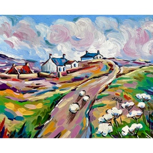 Scotland Print from Original Oil Painting Landscape Art Scottish Farm Artwork Nordic Wall Art