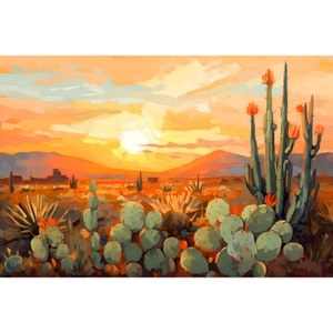 Estrella Mountain Print Arizona Landscape Painting Mountain Valley Artwork Desert Wall Art Phoenix Travel Poster