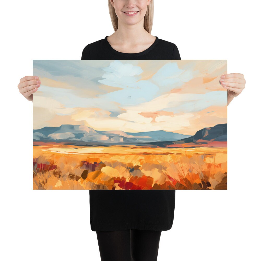 Santa Fe Mountains Painting New Mexico Landscape Abstract Panoramic Art ...