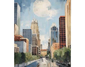 Austin Texas Art Austin Skyline Print Cityscape Wall Art Texas Landscape Painting Austin Texas Poster Housewarming Gifts