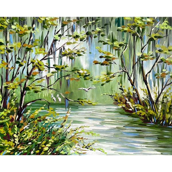 Florida Everglades National Park Print from Oil Painting Landscape Art Wetlands Nature Wall Art Wildlife Tropical Art Florida Gift