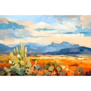 Black Rock Desert Landscape Nevada Art Print Cacti Wall Art Sunrise Southwestern Painting Burning Man Nevada Travel Poster