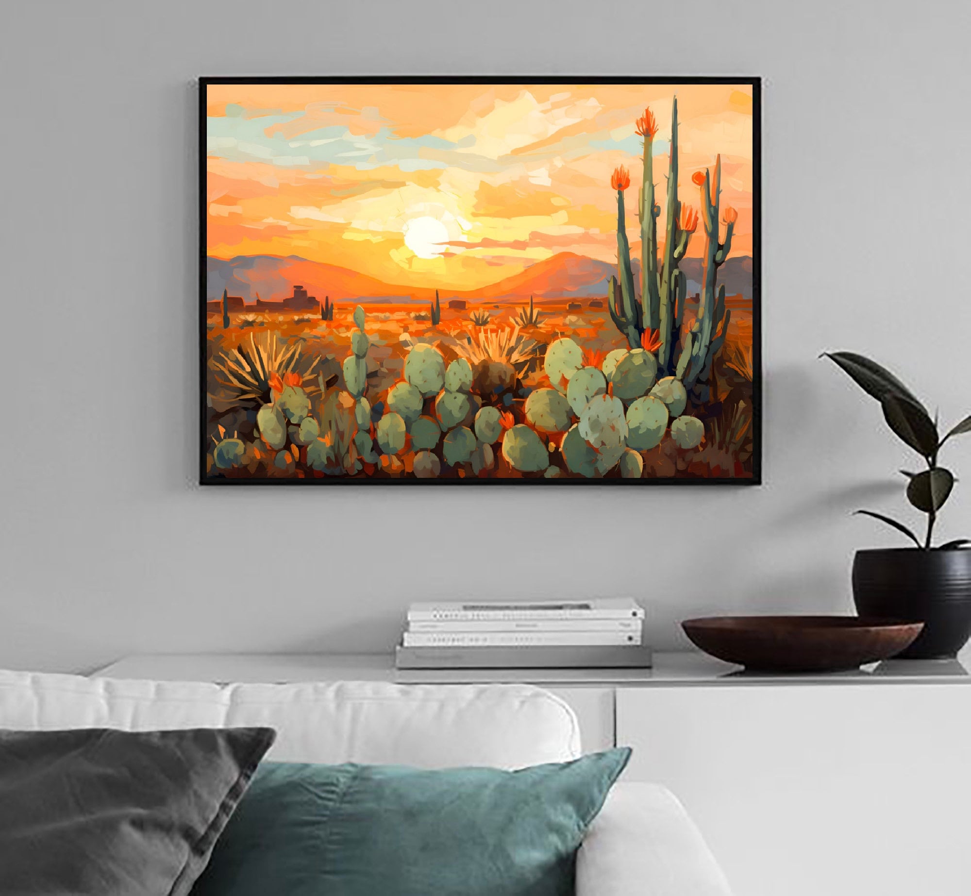 Estrella Mountain Print Arizona Landscape Painting Mountain Valley
