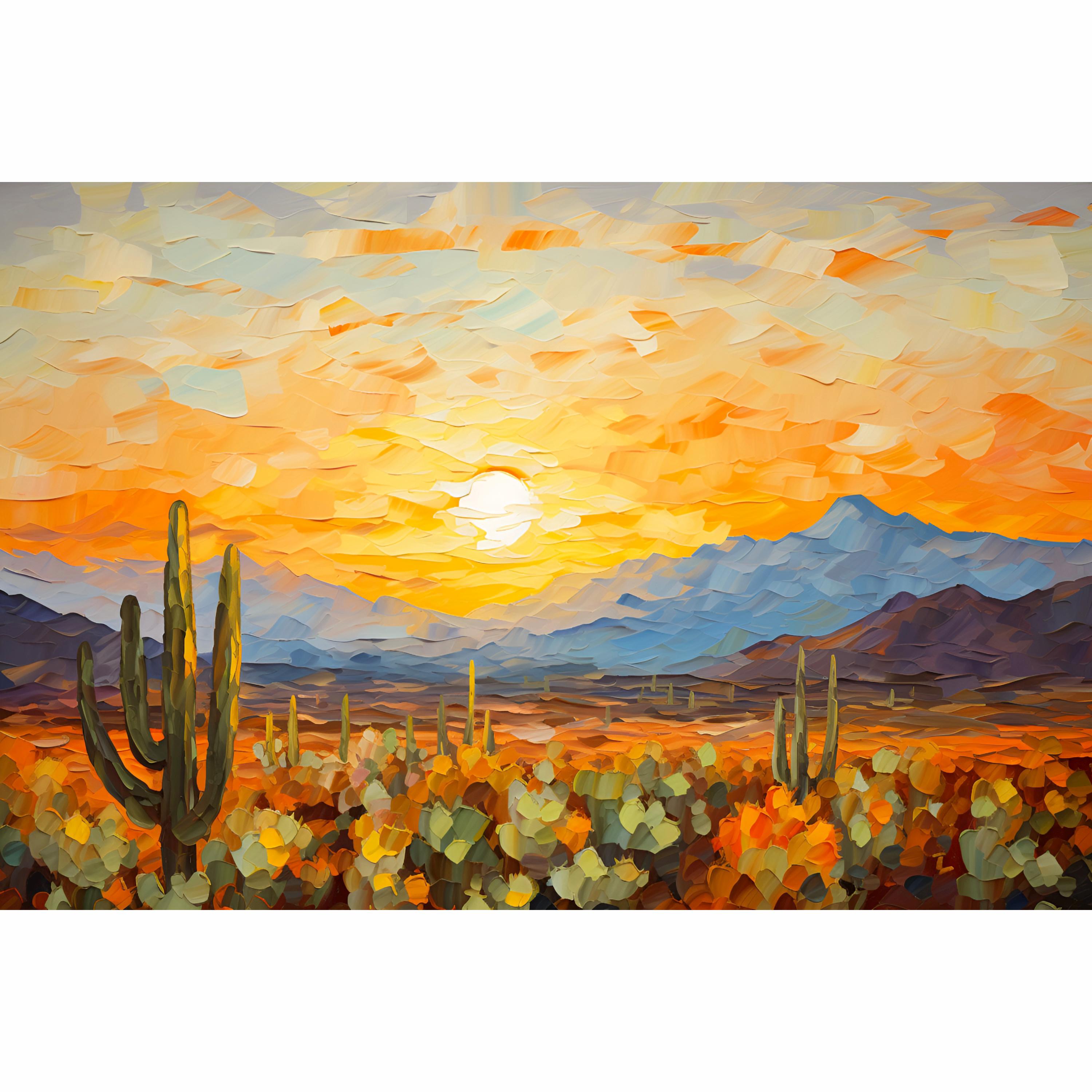 Arizona アリゾナ州サボテン アンティーク絵画油彩アメリカインテリアナバホ Santa Catalina Mountains Print Arizona Landscape Painting Tucson