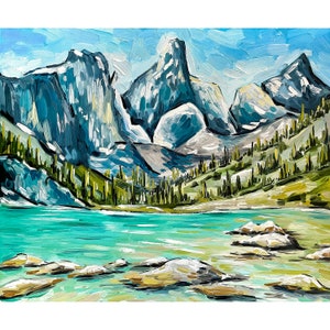 Grand Teton National Park Print from Original Oil Painting Mountain Landscape Wyoming Wall Art Large Poster