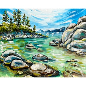 Lake Tahoe Painting Landscape Print from Original Oil Painting California Wall Art Mountain Lake Wall Decor