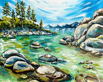 Lake Tahoe Painting Landscape Print from Original Oil Painting California Wall Art Mountain Lake Wall Decor
