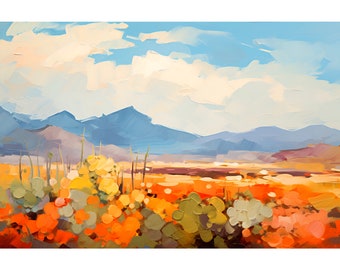 Sandia Mountains New Mexico Travel Print Vintage Midcentury Modern Wall Art Southwestern Travel Poster Cactus Nature Decor