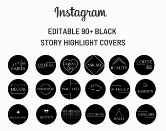 40 Black Instagram Highlight Covers Minimalist Stories - Etsy