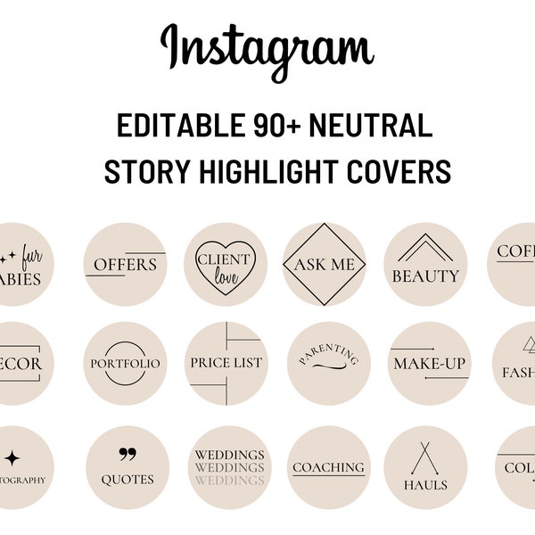 Instagram Highlight Covers, IG Story Icons, IG Highlight Covers, Beige Highlight Icons, Minimalist Instagram, Highlight Covers for Instagram